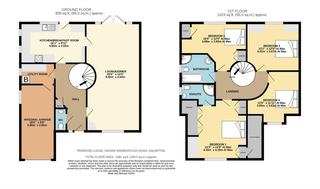 Floorplans For Higher Warborough Road, Galmpton, Brixham